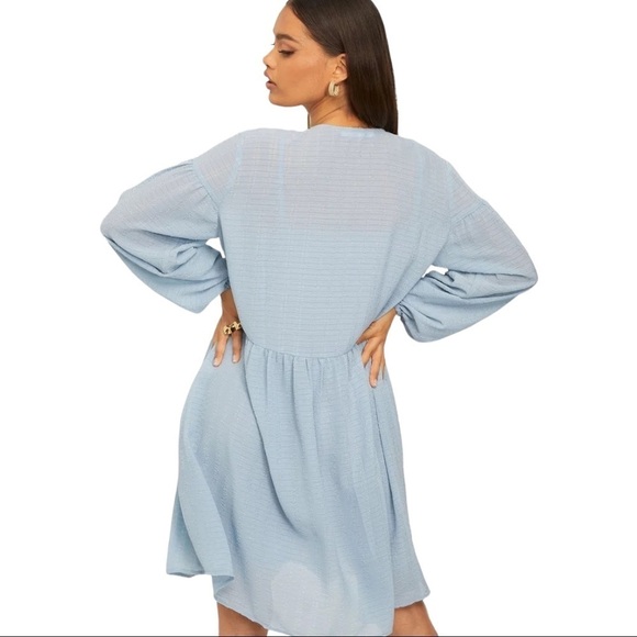 Samsøe Samsøe Jolie Short Floaty Relaxed Dress in Dusty Blue - Picture 3 of 9